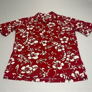 Hilo Hattie Men’s Red Hawaiian Print Short Sleeve Shirt